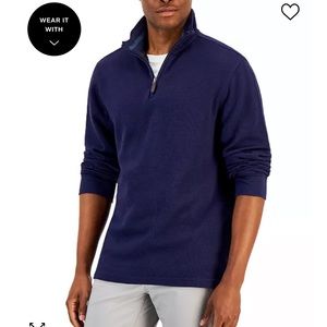 Club Room Navy‎ Flatback Ribbed Quarter Zip Pullover XXL